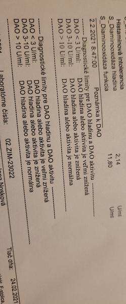 Sú tieto výsledky pozitívne a mám histamínovú intoleranciu?