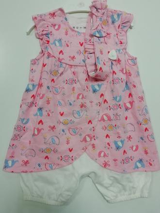 Letný kraťasový overal s čelenkou, nutmeg,74