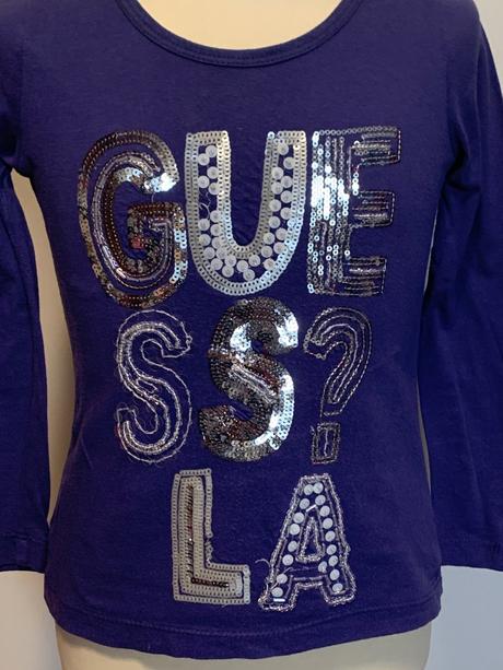 Guess fialové tričko s nápisom, guess,110