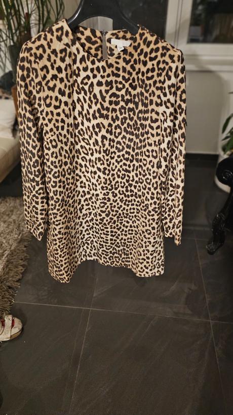 Tigrie široké šaty s dlhým rukávom zvieraci vzor, h&m,s