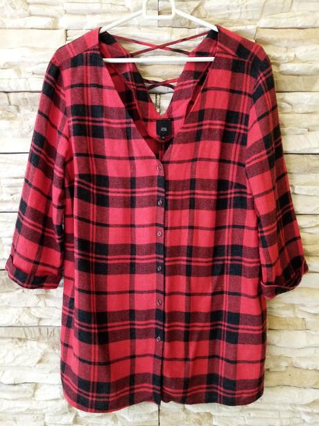 Červeno-čierna károvaná košeľa, river island,36