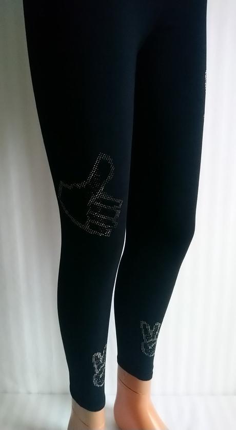 Dámske čierne legíny, kamienkový motív, italy, s/m, m