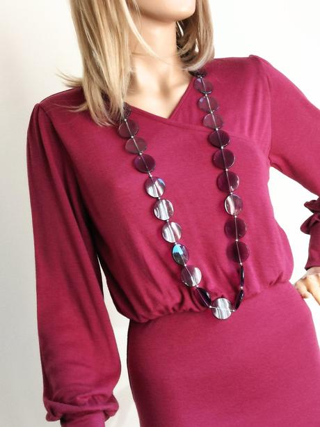 Elegantné merino šaty vo farbe bordó, 34 / 35 / 36 / 37 / 38