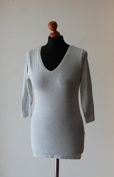 Svetlosivé elastické tričko s 3/4 rukávom zn.onko, xs