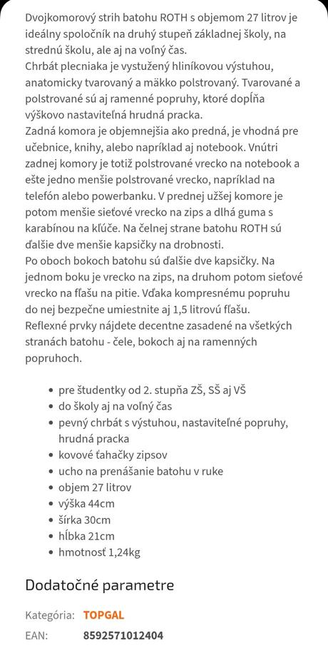 Školský batoh topgal, 