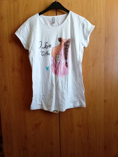 Biele tričko s obrázkom i love coffee  nové, m