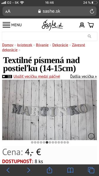 Kúpim textilné písmenká mena dieťatka na postieľku