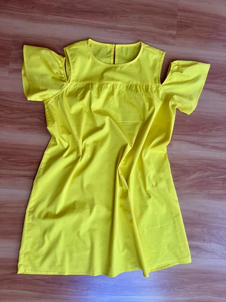 Žlté šaty s padavými ramenami, l, l