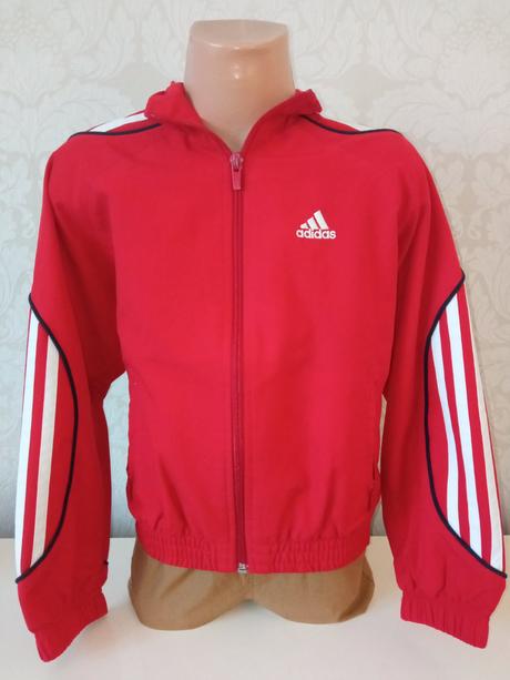 Červená šušťáková vetrovka adidas veľk.128, adidas,128