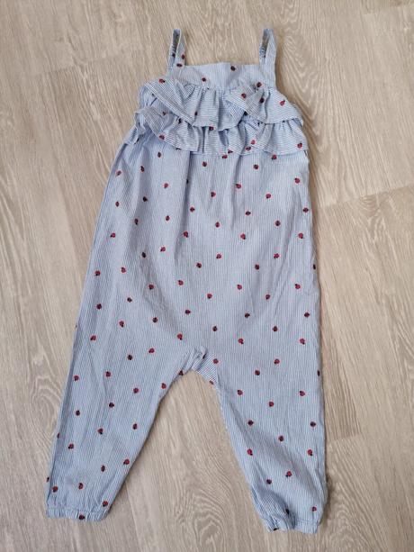 Bavlnený overal s volánmi lienky, h&m,86