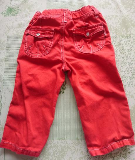 Červené nohavice nastaviteľný pás, brums, brums,80