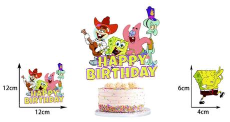 Tortový zápich spongebob (17ks) - skladom, tz-53, 