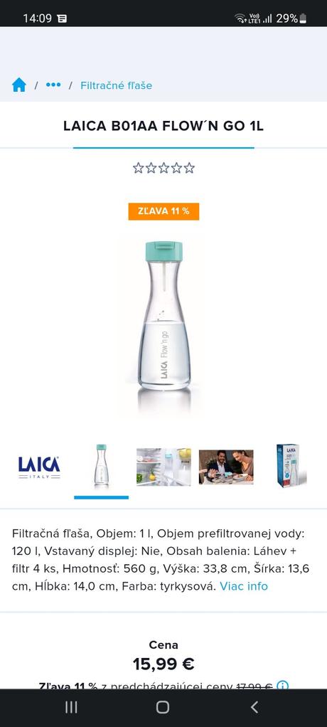 Filtračná fľaša +filtre, 