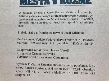 Mestá v kozme-prvé vyd.1989,