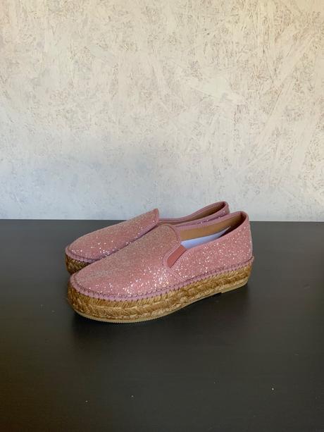 Gaimo ružové espadrilky flitrovane na platforme, 36