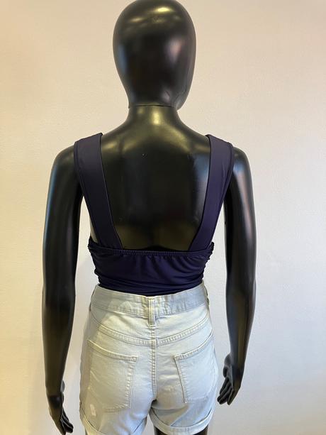 Dámske tričko nariasené tmavomodré shein (xs), xs