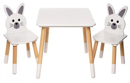 Detský stôl so stoličkami zajačik,