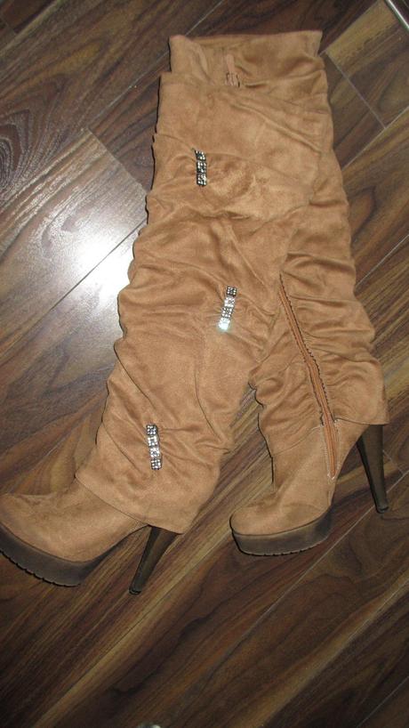 Hnedé vysoké semišové čižmy, 39