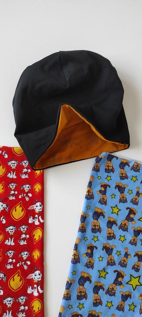 Obojstranná čiapka a nákrčníky veľkosť 3-7 rokov, 110