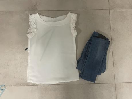 Ľahké letné rifle zara vel. xs a blúzka, zara,xs