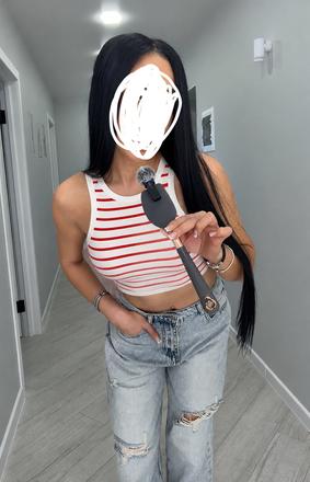 Pruhovany crop top, s