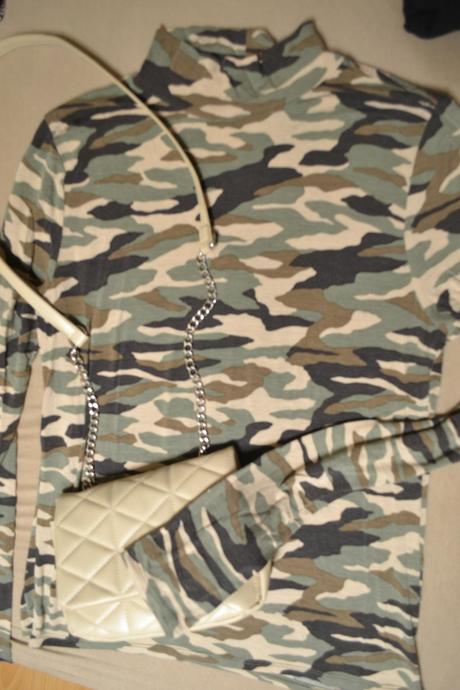 Maskáčové elastické tričko stojačik s/m, m