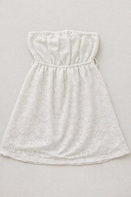 Dámske letné šaty bez ramienok v bielej farbe, gate,s