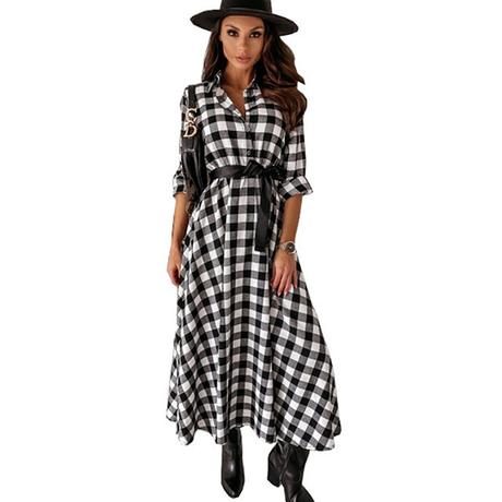 Koselove saty midi big plaid, l / m