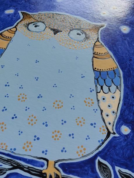 Nadherny malovany obraz sova, 