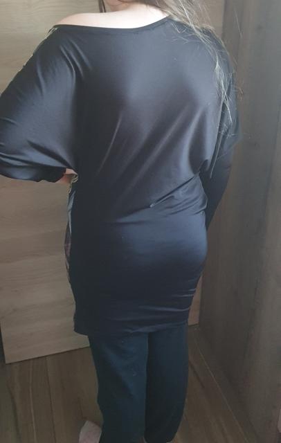 Čierne dlhé tričko - mini šaty, 38