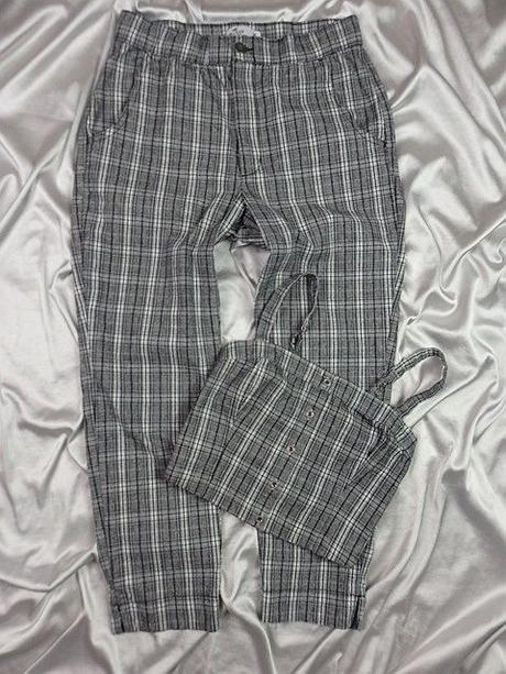 Luxusné káro nohavice s  crop topom, hollister,40