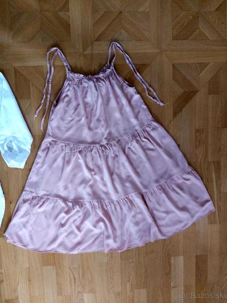 Staroružové voľné šaty na ramienka, 