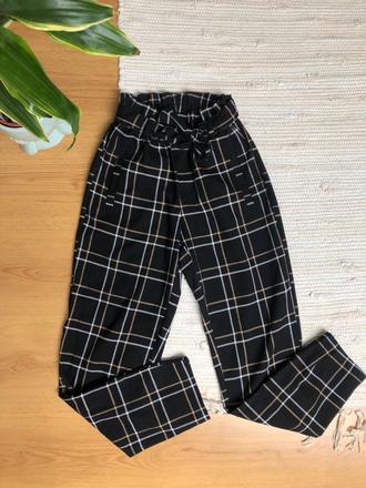 Čierne kockované nohavice, xs