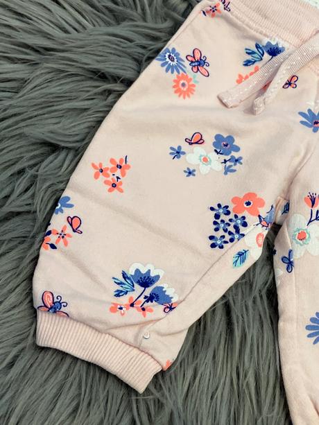 Dievčenské tepláky kvetované ružové baby (68), baby,68
