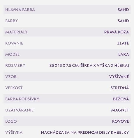 Limitovaná kabelka lara duna dajana rodriguez, dajana rodriguez