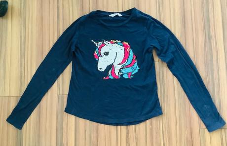 Krásne tricko s flitrovanym jednorozcom h&m, h&m,134
