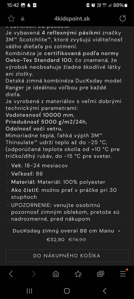 Zimný overal ducksday, ducksday,86