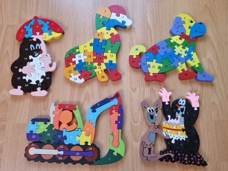 Drevené obojstranné puzzle,