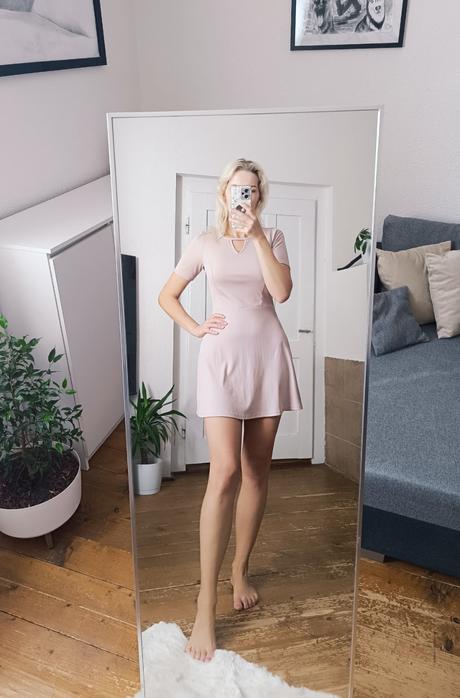 Slabo-ružové/hnedé krátke šaty, h&m,36