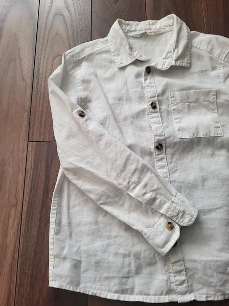 Biela lanová košeľa, h&m,122