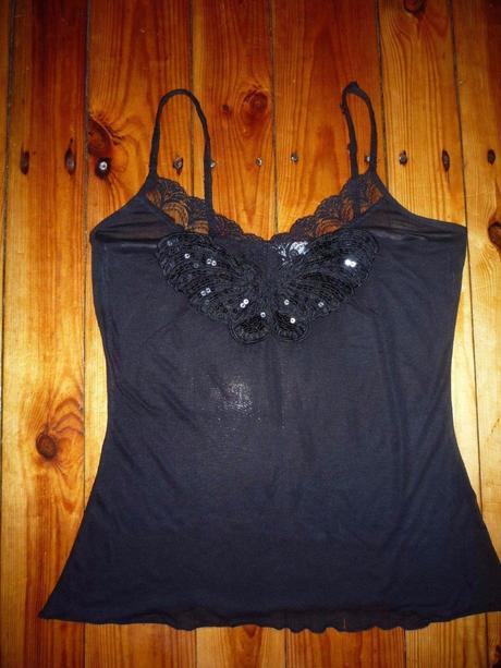 Čierny top s motýľom lifeline, esoline,m