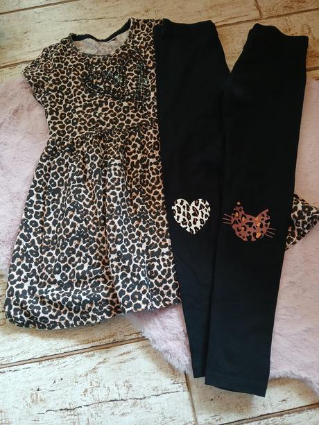 Tigrovane saty + leginy, 128