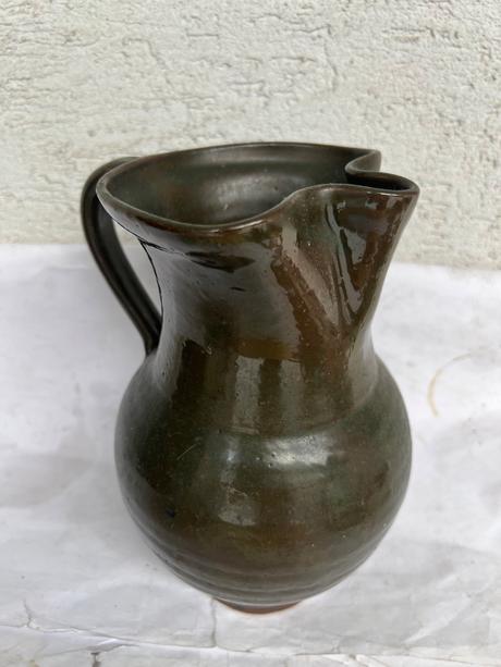 Stary zeleny 23 cm  ( zelenohnedy ) rozkosny dzban, 