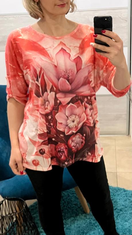 Kvetované oversize svetrové tričko, l / m / s / xl