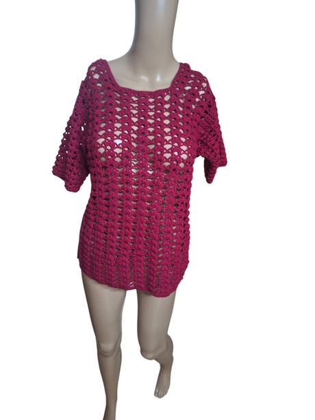 Dámsky dierkovaný pulóvrík s 3/4 rukávmi, m