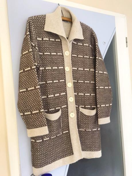 Teplá vlnená svetrová bunda, l