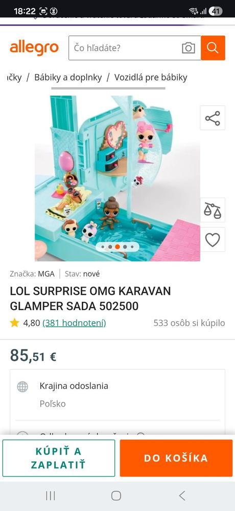 Lol bábika karavan auto  lol surprise, 