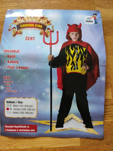 Maska, kostým na karneval - čert 120-130cm, 