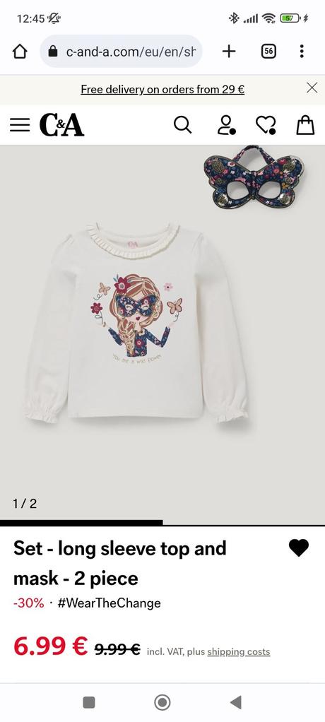 Nové tričko s maskou, c&a,110