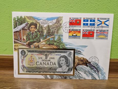 Zberateľske obálky s bankovkou,